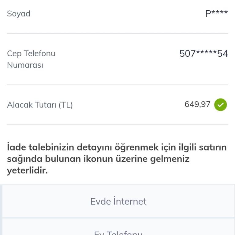 Türk Telekom'dan Geri Ödenmeyen 649,97 TL İade Talebi