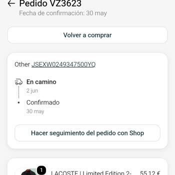 17TRACK, pedido retrasado sin ninguna información, solicito entrega urgente