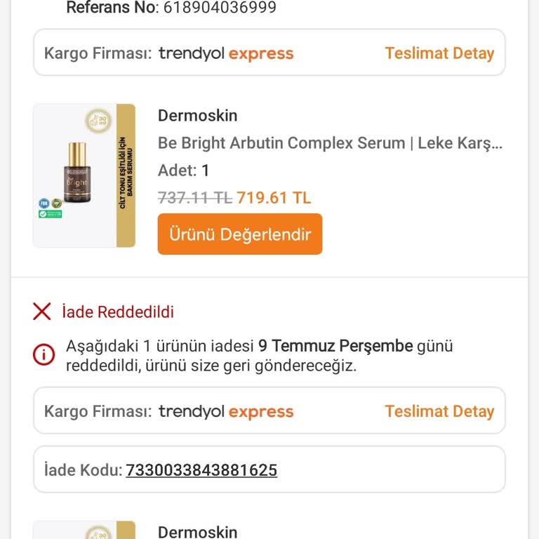 İki Ürün İadesi Tek Ürün Olarak Reddedildi, 1.439,22 TL Tam İade Talebi