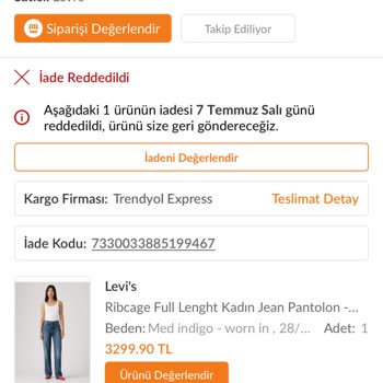 Trendyol'da İade Talebimin Haksız Reddedilmesi Ve Ürün Kaybı