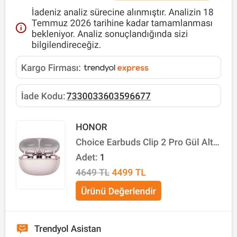 Trendyol’da İade Sürecindeki 18 Gün Bekleme Ve 4.499 TL Geri Ödeme Sorunu