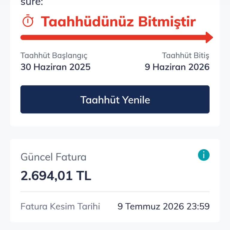 Taahhüt Bitiminde Aşırı Fatura Ücreti Şikayeti