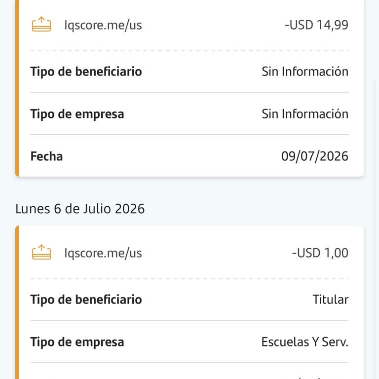 IQScore.ME, solicito devolución del cargo sin autorización y dar de baja