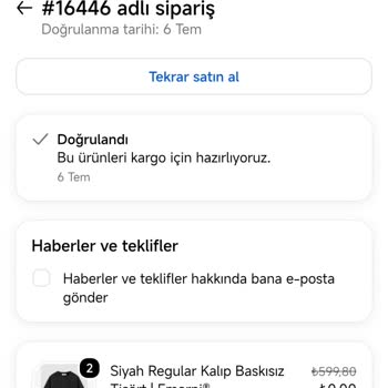 Emorpi'den Siparişimin Kargoya Verilmemesi Ve İade Talebi