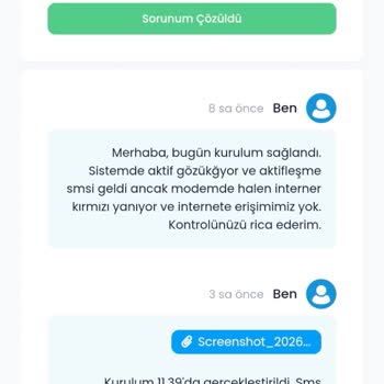 Kurulum Sonrası İnternet Bağlantısı Gelmemesi Ve Destek Erişiminin Sağlanamaması