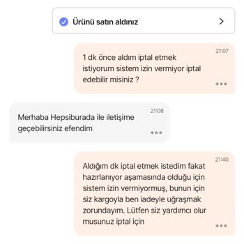 Hazırlanıyor Aşamasında Sipariş İptal Hakkının Engellenmesi