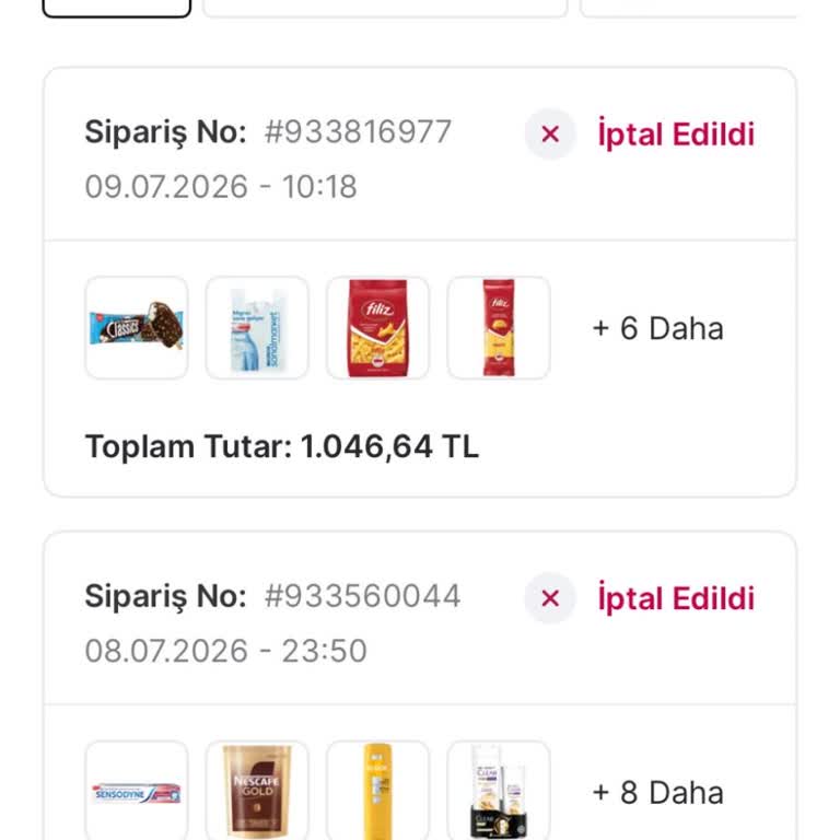 İki Siparişimin Açıklamasız İptali Ve Yeniden Gönderim İsteği