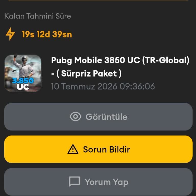 Epin Hisar’da Ödenen PUBG UC’nin Hesaba Yüklenmemesi