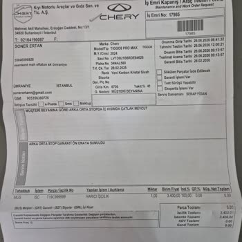 Sıfır Araçta Arka Stop Lambası Çatlaması Garanti Reddi