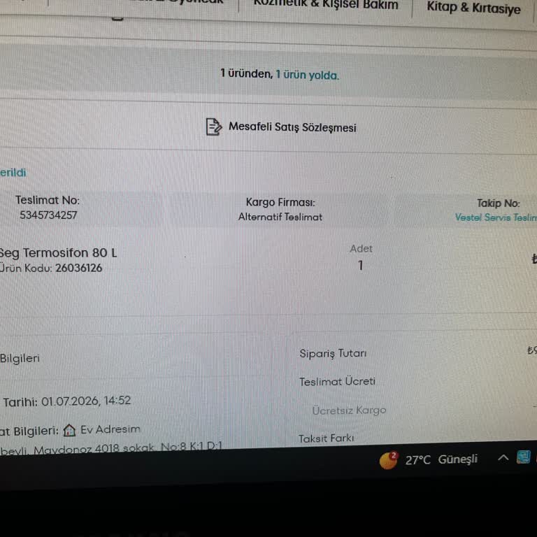 Teslimat Gecikmesi Ve Bilgi Eksikliği Nedeniyle Acil Termosifon Talebi