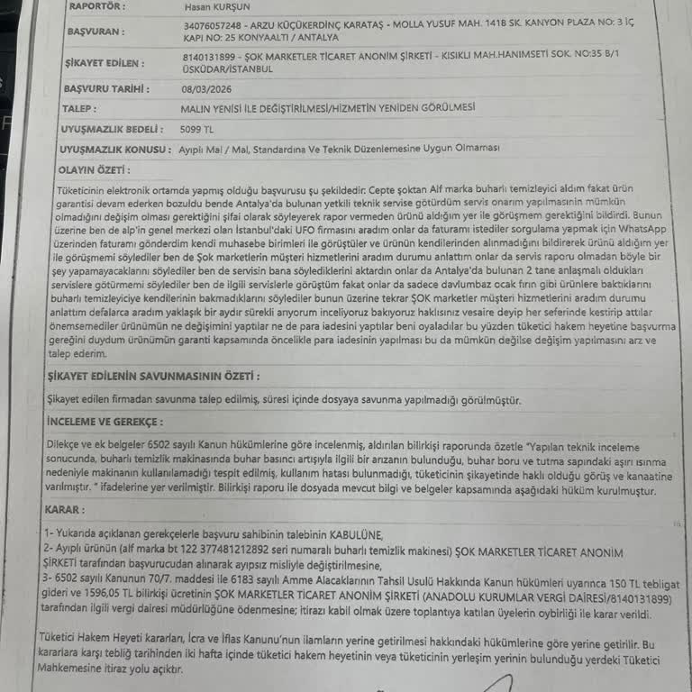 Şok Marketler Zinciri Tüketici Hakemi Kararına Uymuyor