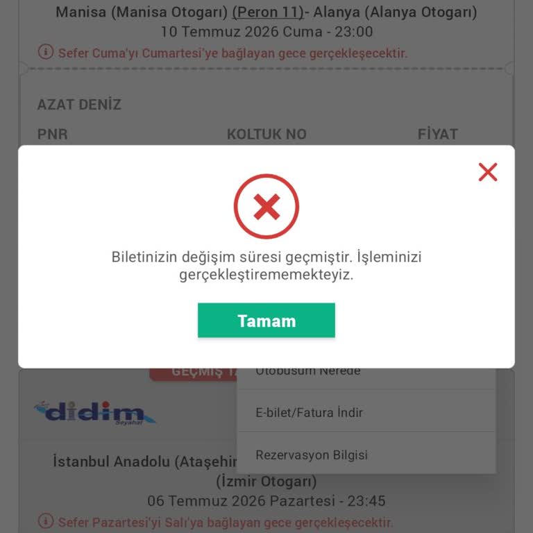 Yanlış Tarihli Bilet Ve Müşteri Hizmetlerine Ulaşılamaması