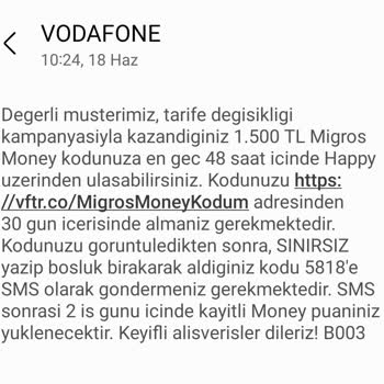 Red Sınırsız Tarife Değişikliği İçin Verilen 1500 TL Migros Money Kodu Erişilemiyor
