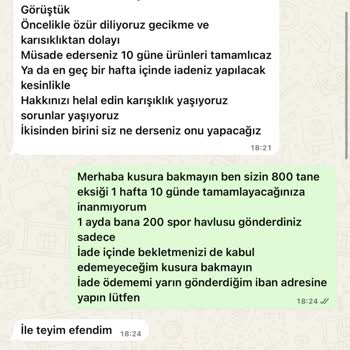 Lina Tekstil Tasarım'dan Teslim Edilmeyen 1.000 Havlu Ve 129.000 TL İade