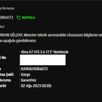 Monster Servisinde 1 Aylık Gecikme Ve 20 İş Günü Kuralının İhlali