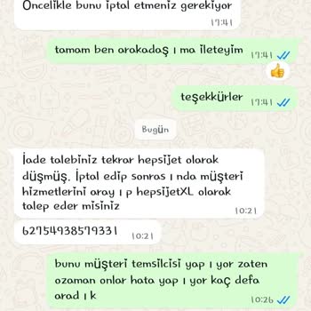 Yanlış Gönderilen Ürün İçin Hepsijet XL İadesi Süreci Çözülmedi