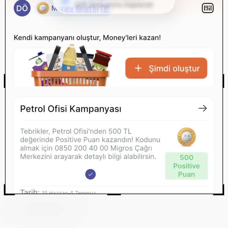 Migros’ta 500 TL Puanım Yüklenmedi