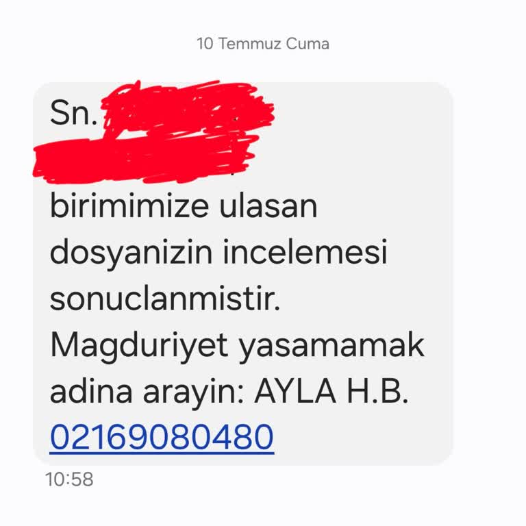 Ayla Hukuk Bürosu’ndan Gelen Korkutucu Ve Belirsiz SMS’ye Şikayet