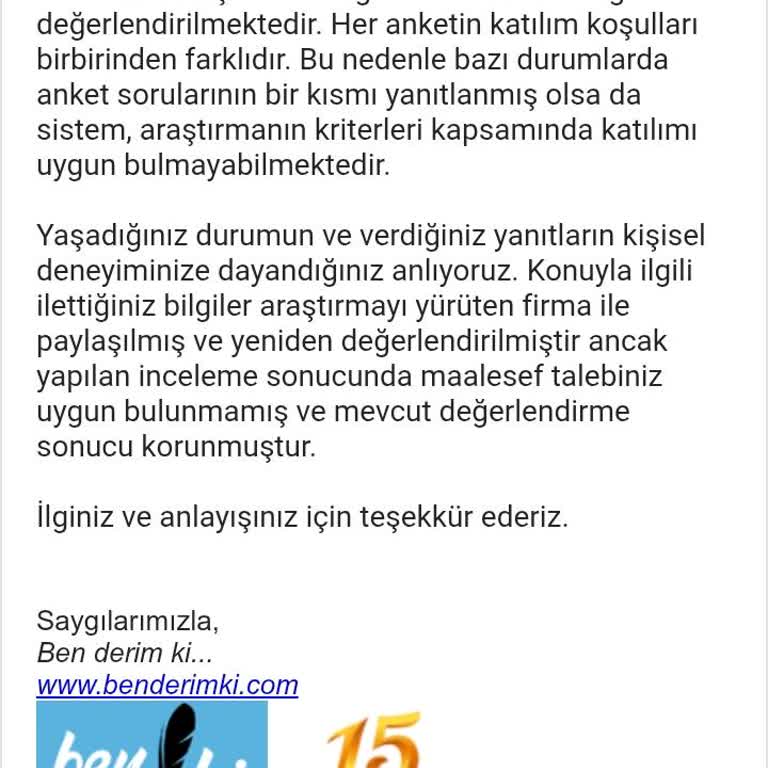Tamamlanan Anket Puanı Verilmemesi Ve Açıklama Talebi