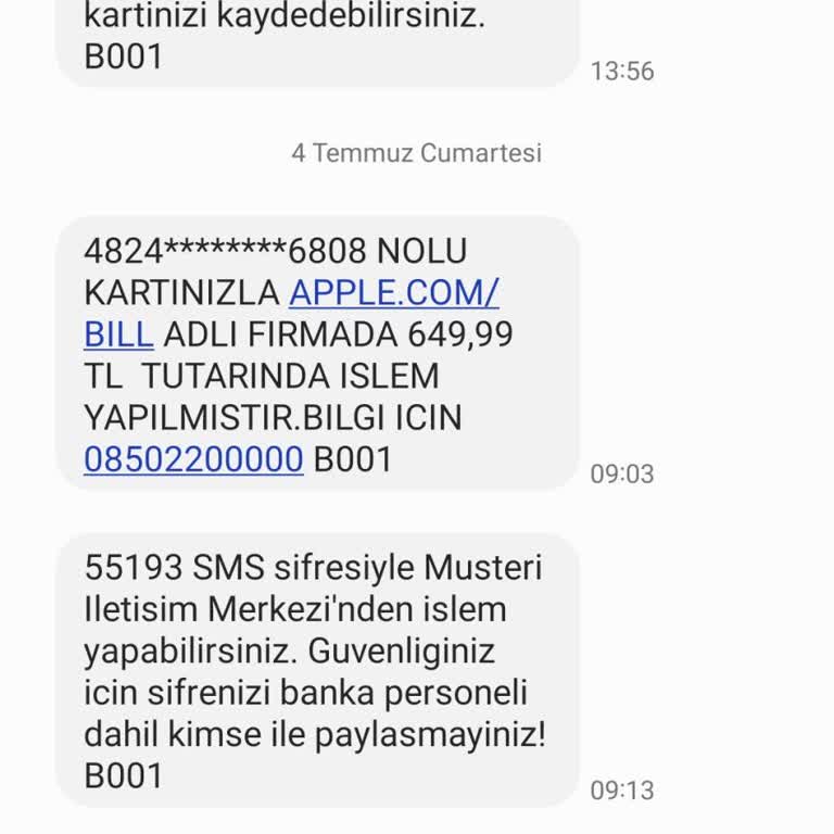 Ziraat Bankasından Yetkisiz Apple İşlemleri Ve Acil İade Talebi