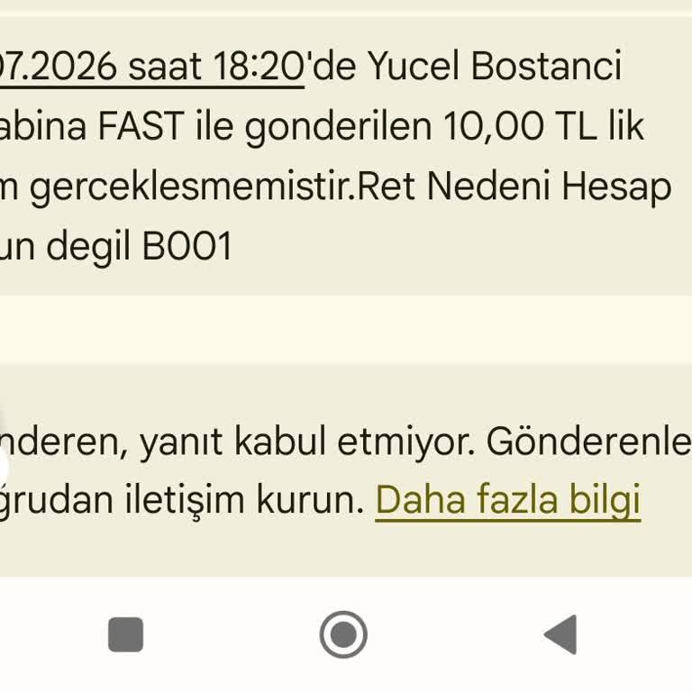Mobil Uygulamada Para Transferi Red Hatası Ve Müşteri Hizmetlerine Ulaşılamaması