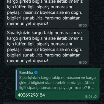 Bershka Siparişim Kargoya Verilmedi Ve Takip Bilgisi Sağlanmadı