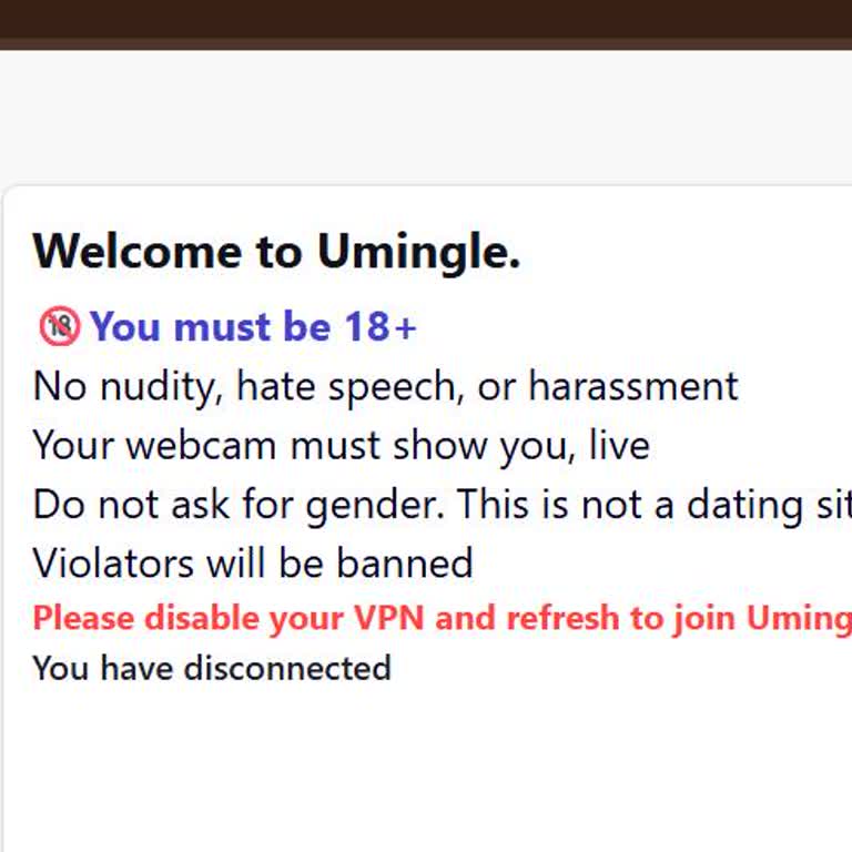 Umingle "Disable VPN" Error Prevents Joining on Windows
