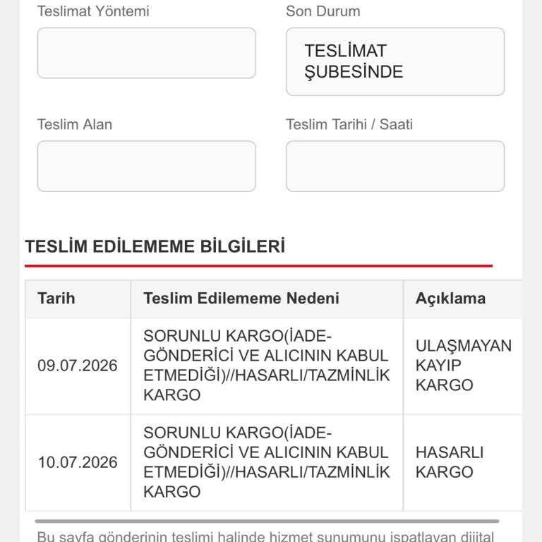 Kayıp Ve Hasarlı Kargo Ücret İadesi Talebi