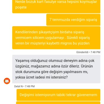 Taze Fasulye İstediğimde Kartlaşmış Ürün Gönderildi Ve İade Talebi İstenmeden Açıldı
