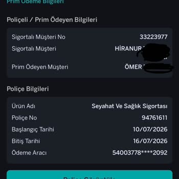 Uçuş Öncesi Eşimin Poliçe Belgesine Erişememe Ve Acil Yardım Talebi