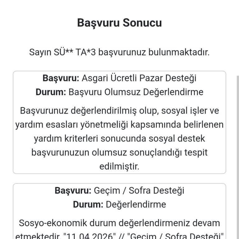 Geçim Desteği Başvurusunun Uzun Sürede Sonuçlanmaması Ve Belirsizliği