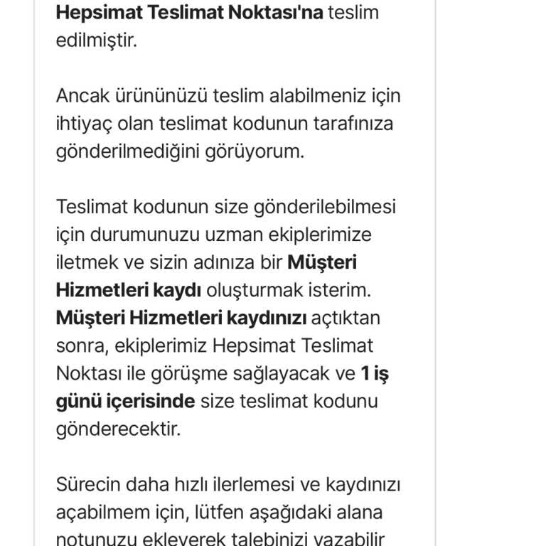 Teslimat Kodu Gelmediği İçin Sipariş Alınamıyor Ve İptal Edilemiyor