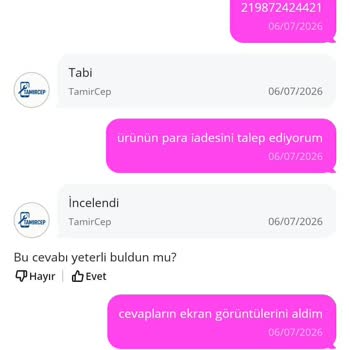 İade Edilen Ekranın Ücret İadesi Alınamaması Ve Fatura Kesilmemesi