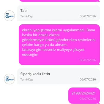 İade Edilen Ekranın Ücret İadesi Alınamaması Ve Fatura Kesilmemesi
