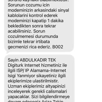 Digiturk Kurulum Sonrası İnternet Kesintisi Ve Hizmet Alınamaması