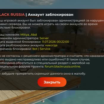 Black Russia заблокировала аккаунт за bot | Service без видимых нарушений