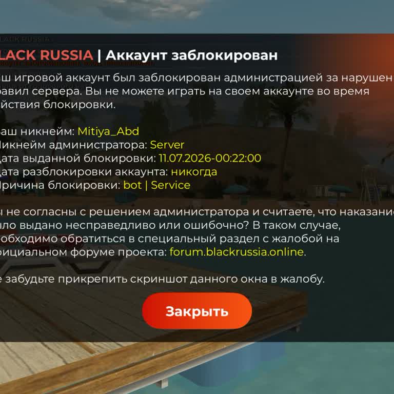 Black Russia заблокировала аккаунт за bot | Service без видимых нарушений