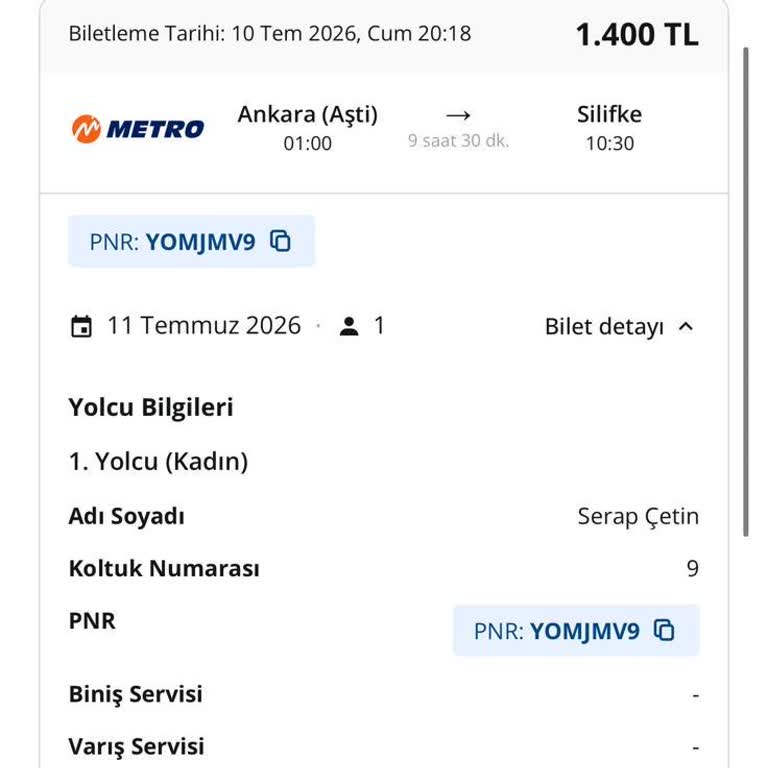 Metro Turizm'in Ankara-Silifke Seferinde Bilgilendirme Yapılmadan Bir Saatlik Gecikme