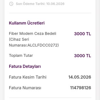 Modemi İade Ettim, İki Defa 3 Bin TL Ceza Faturası Kesildi Ve İptal Talebi