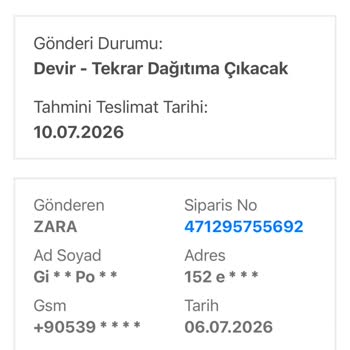 Kayıp 4.550 TL'lik Zara Siparişi Ve Cevapsız İletişim Nedeniyle İade Talebi