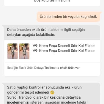 Trendyol’da Eksik Gönderilen Elbiseler İçin İade Talebi