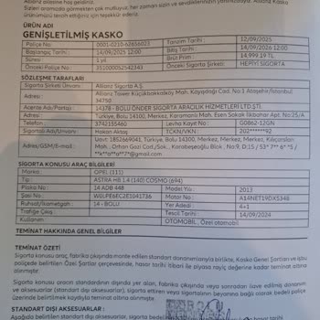 Allianz Kasko Poliçem Park Halinde Çarpmaya Red Edilmesi Ve Fotoğraf Talebimin İhmal Edilmesi