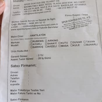 Kırık Vantilatör Teslimatı Ve Satıcı İlgisiz Tutumu