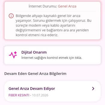 Fiber Kesintisi Ve Genel Arıza Sebebiyle İnternet Yok