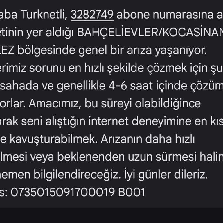 Bahçelievler'de İnternet Kesintisi Ve Müşteri Temsilcisine Ulaşılamama
