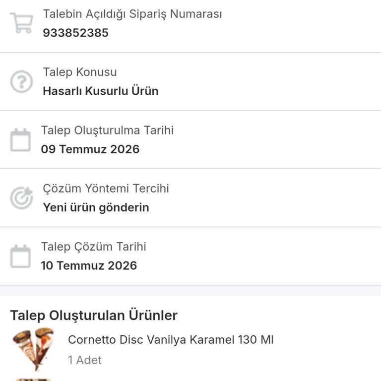 Erimiş Dondurma Ve Bayat Simit İçin Fiziksel İade Şartı Kabul Edilemez