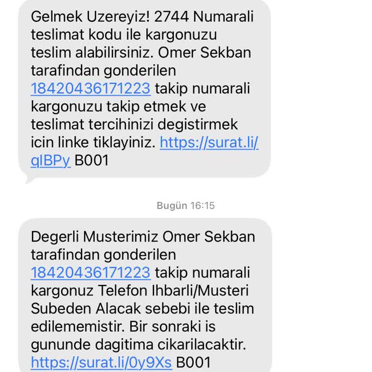 Sürat Kargo’da Gıda Kargom Yanlış Bilgilendirme Nedeniyle Teslim Edilmedi