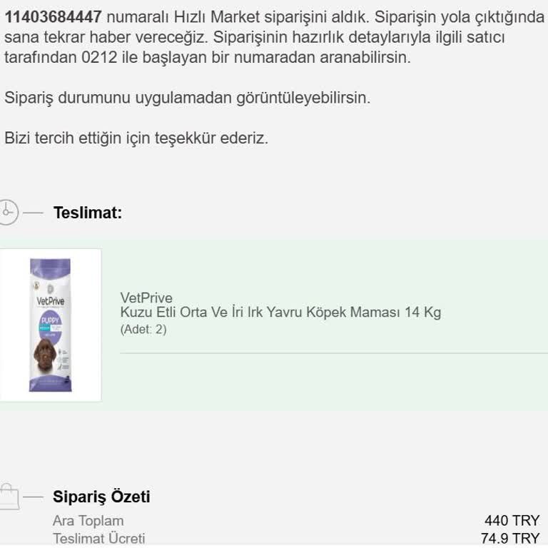 Sipariş Edilen 14 Kg Köpek Maması Yerine 1 Kg Açık Mama Gönderildi