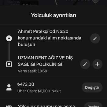 Uber Uygulamasında Görünen Ücretin Üzerinde Ödeme Talep Edildi