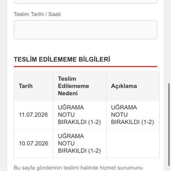 Teslim Edilmemiş Kargo Ve Yanıltıcı Uğrama Notları